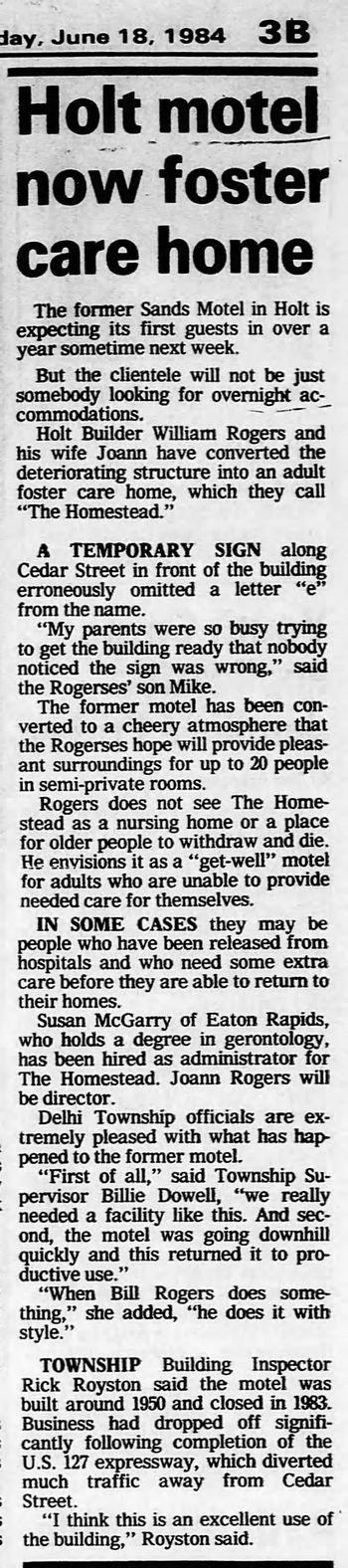 Sands Motel - Jun 18 1984 Article